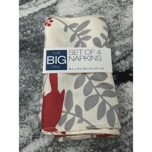 Kohl's The Big One Botanical Red Cardinal Print Napkins NEW